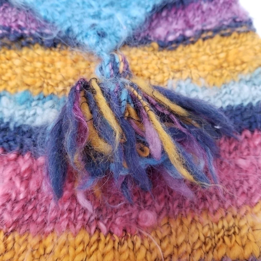 Boho Knitted fuzzy Long Teardrop Crossbody Bag Zip